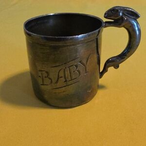 Antique Bunny Handle Baby Cup - Silver Plated by Weidlich Bros. Mfg. Co.